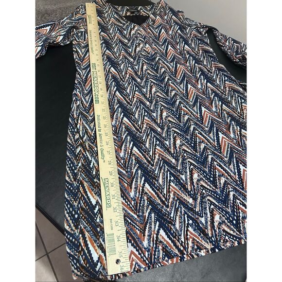 Liverpool Los Angeles Chevron Belted Dress Size L Navy Rust White - Picture 8 of 10